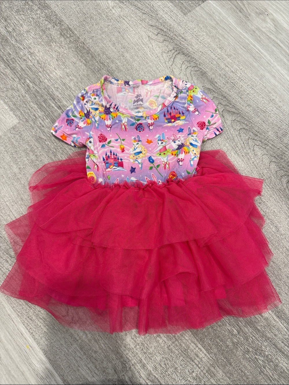Posh Peanut Pink Unicorn Castle Tulle Dress with Bright Fuchsia Skirt
